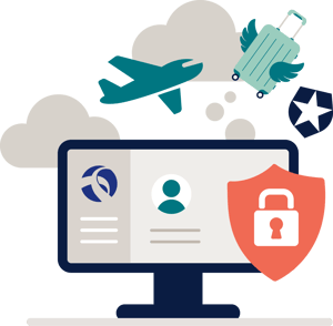 Sikker innlogging for brukere: skjerm med kundedata og låseskjold – CIAM med Auth0 satt opp av Cloudworks.