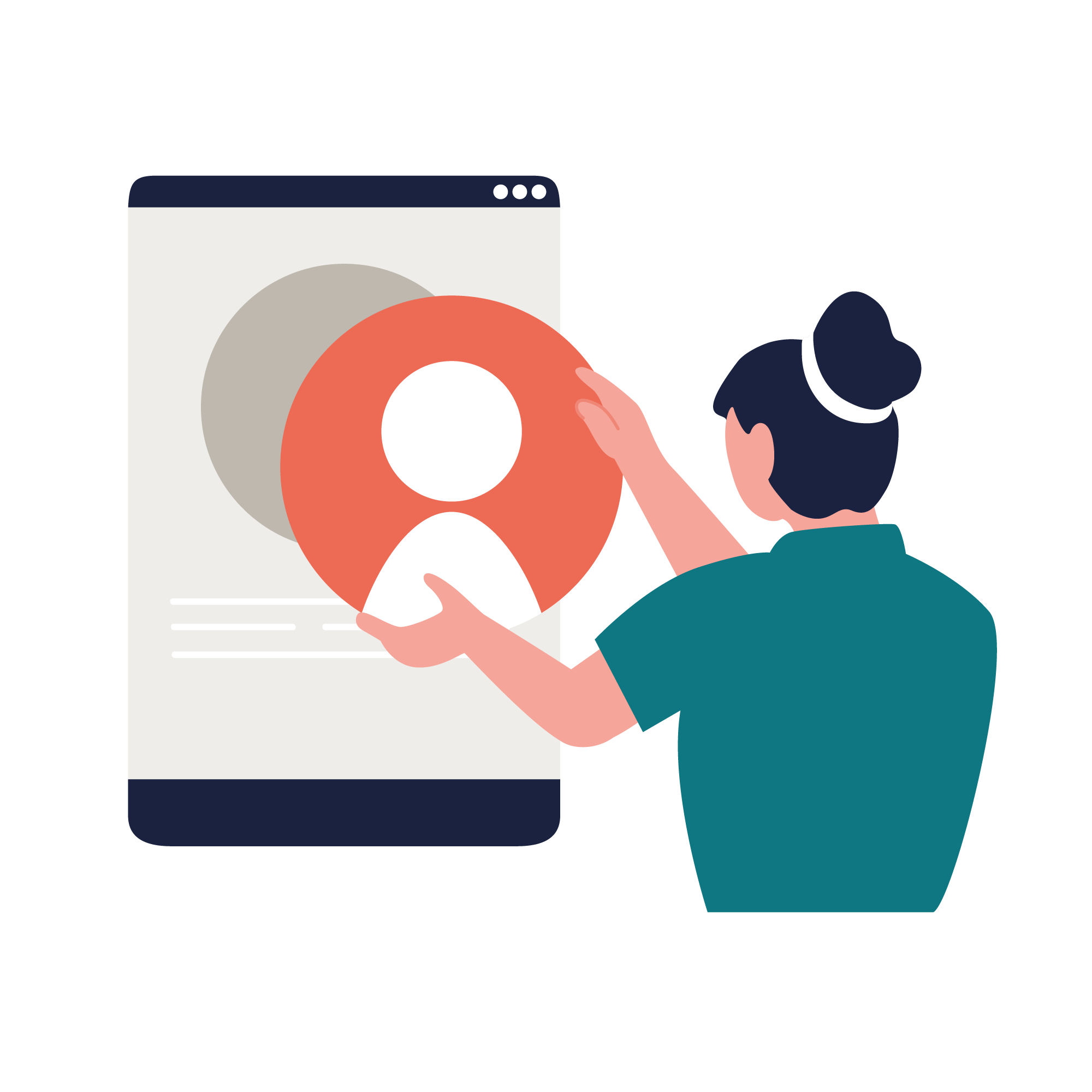 Illustration of a person and a user profil, symbolizing customer recognition across brands